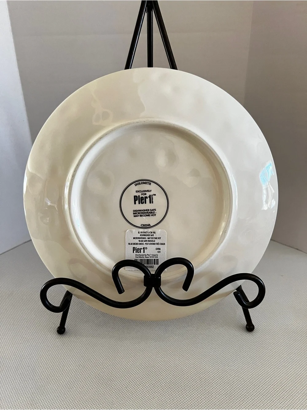 Pier 1 Imports Dolomite Ceramic Salad Plate Bird & Flowers Details Magenta 8.5”